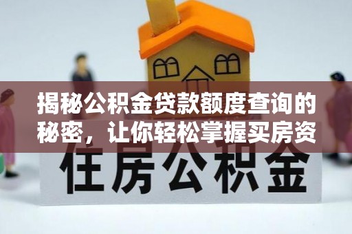 托克托揭秘公积金贷款额度查询的秘密，让你轻松掌握买房资金规划